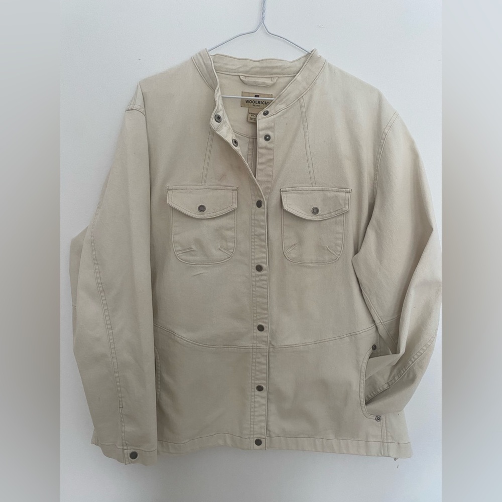 Woolrich Women's Cream Utility Jacket with Snap Front